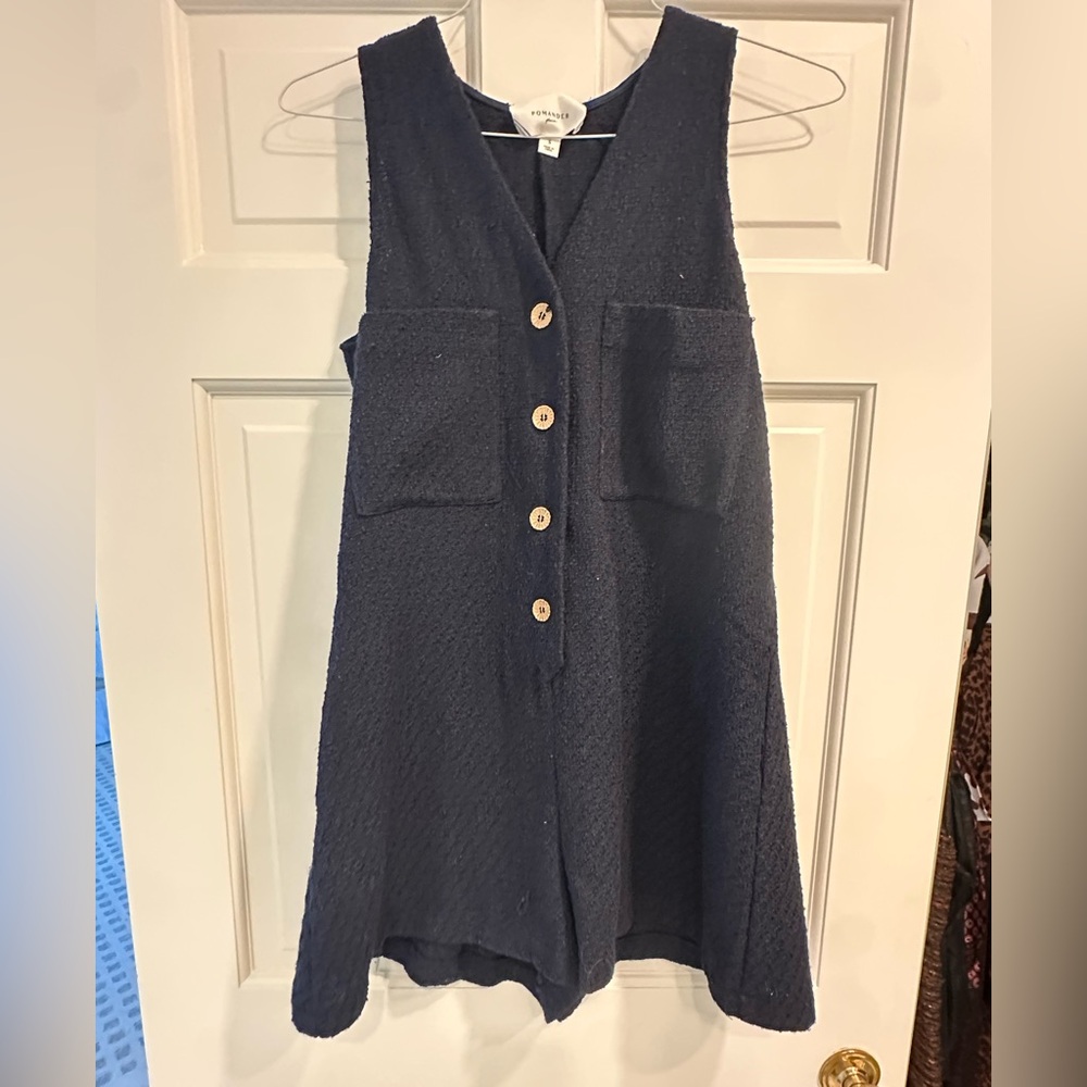 Pomander Place Tweed Navy Romper